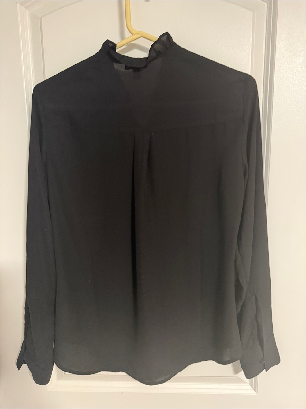 Express Black Ruffle-Trim Button Front Blouse - Picture 3 of 3